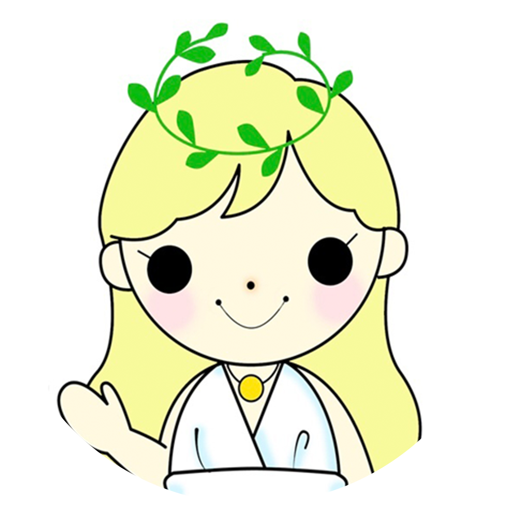 黄色い髪の毛で葉っぱの輪っかが頭に乗った女の子のイラスト